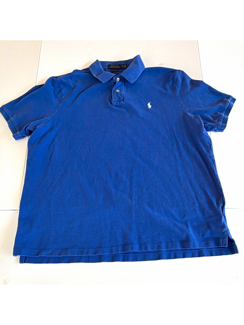 Polo Ralph Lauren Men's XL Blue Solid Collared Knit Cotton Polo Classic Fit